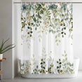 thumbnail image 5 of Sage Green Eucalyptus Leaves Shower Curtain Set, Waterproof Shower Curtains for Bathroom, Spring Botanical Floral Washable Fabric Cloth Bath Curtain for Bathtub Decoration with Hooks 60x72 Inches, 5 of 9