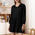 thumbnail image 1 of Vestidos de Lino Para Mujer Ropa de Mujer Vestido de Retazos de Manga Larga de Color Liso A La Moda Para Mujer, 1 of 3