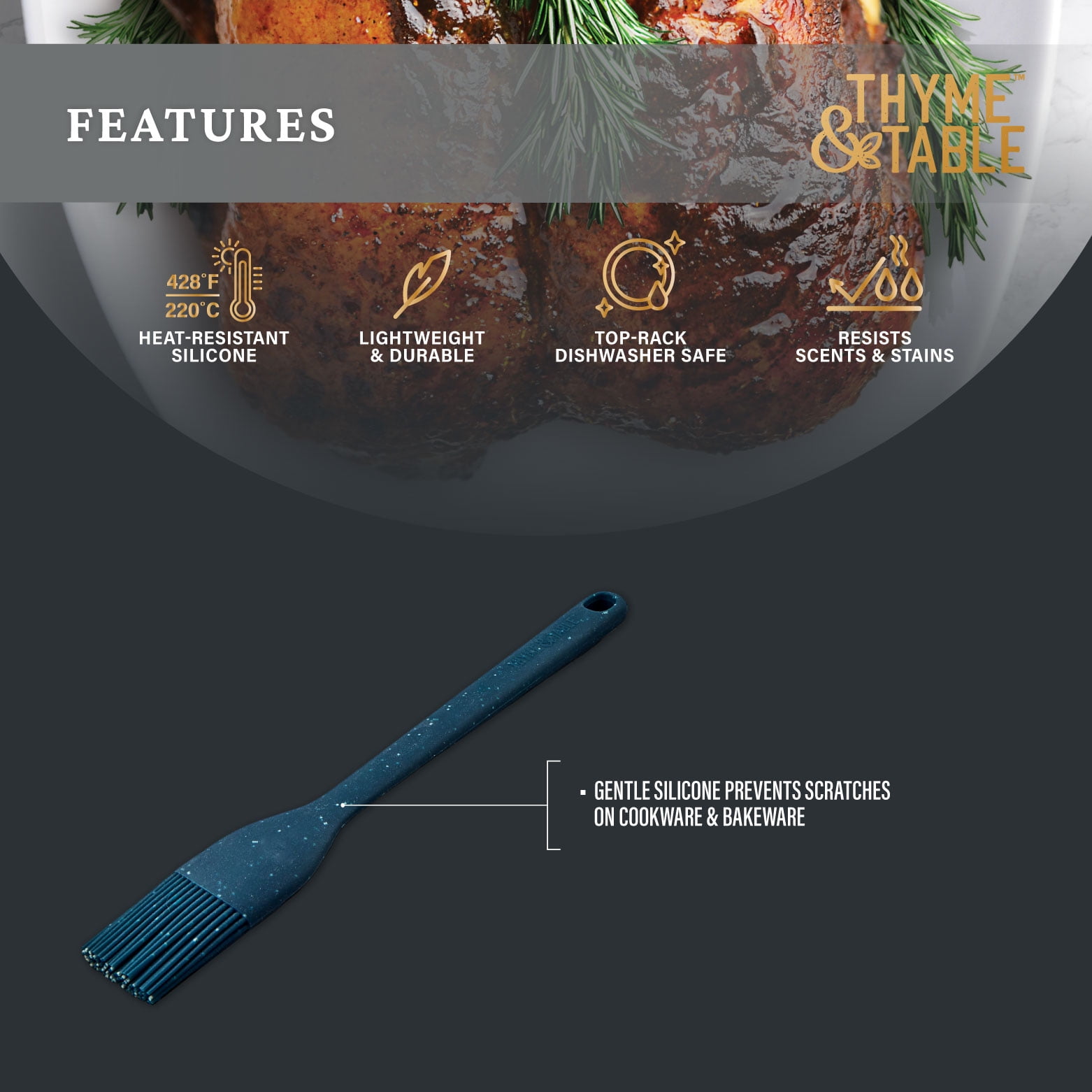 Thyme & Table Silicone 0.70 in Heat-Resistant Basting Brush