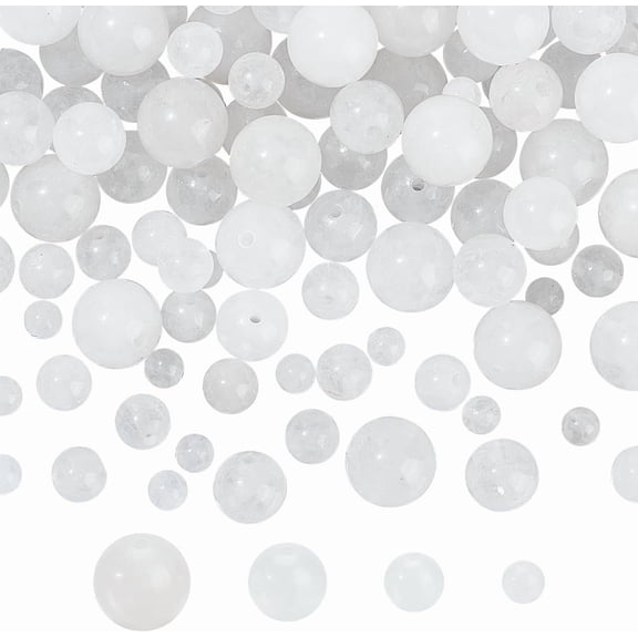 4 Sizes 234 Pcs Natural Jade Bead 4-11mm White Jade Beads Round Gemstone Loose Beads Natural Stone Spacer Beads for DIY Making