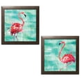 thumbnail image 2 of Gango Home Decor Tropical Watercolor Flamingo Wall Décor; Two Pink 12x12in Art Prints in Brown Frames, 2 of 6