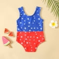 thumbnail image 4 of Franhais Kid Girl Independent Day Cartoon Star Print Summer Beach Bodysuit Swimsuit, 4 of 9