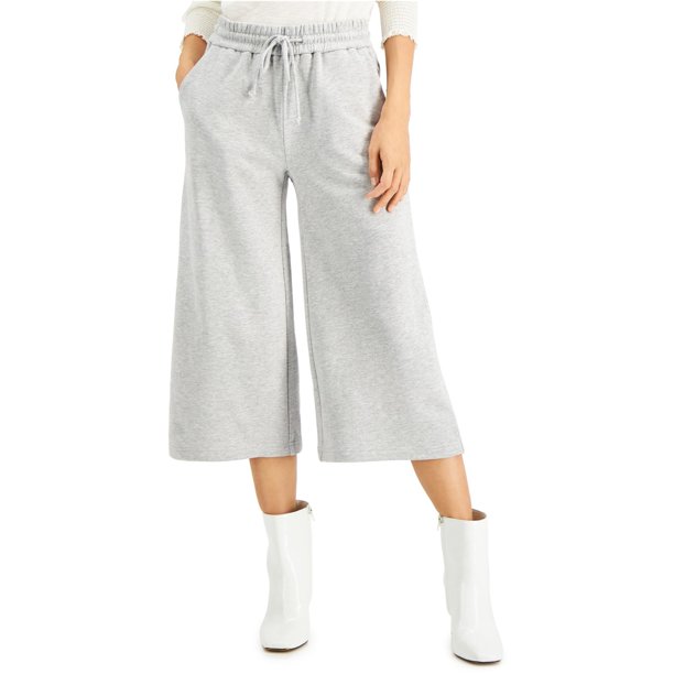INC Pantalones de chándal informales de pierna ancha para mujer, color gris, mediano