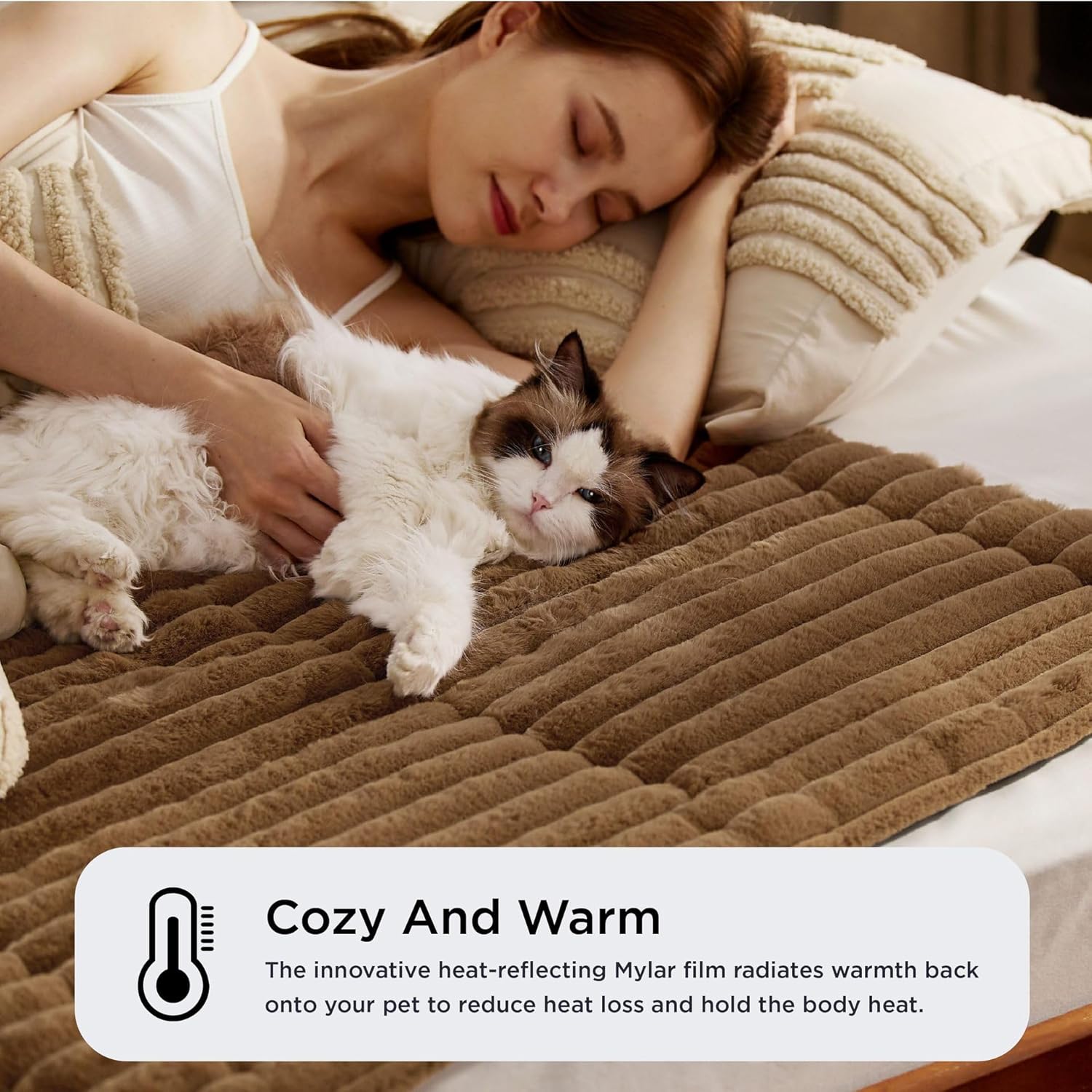 2026 Self-Warming Pet Mat, S/M/L/XL Anti-Slip Washable Heating Bed for Dogs Cats Rabbits, Ultra-Soft & Crinkle-Free Calms Anxious Pets, Built for Cozy Winters