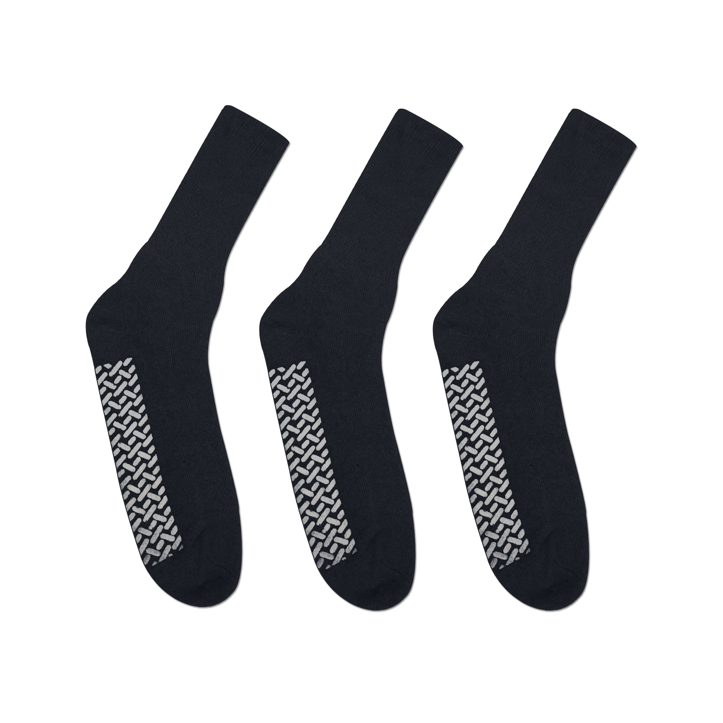Noble Health Care Diabetic anti Skid Hospital Slipper Socks Women's 13-15, Black (3 Pack)