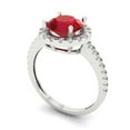 thumbnail image 2 of Clara Pucci 14K White Gold Solid Gold Ruby Halo Anniversary Ring for Women - 1.8 cttw Round Cut, 2 of 8