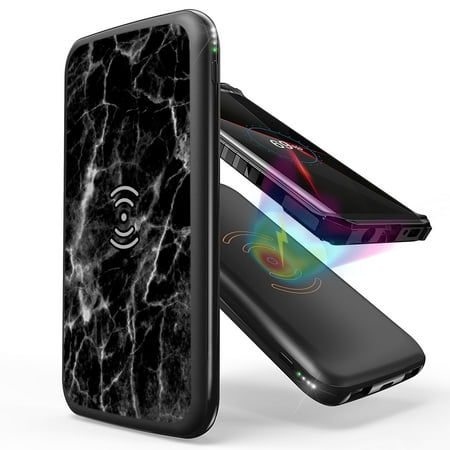 

INFUZE Qi Wireless Portable Charger for CAT S62 / CAT S62 Pro External Battery (10000 mAh 18W Power Delivery USB-C/USB-A Ports) with Touchless Tool - Black Marble