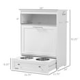thumbnail image 3 of E-Western Pet Feeder Station & Storage Cabinet with Raised Dog Bowls, Hanger, White, Compact Pet Food & Water Organizer, MDF, 36.75" L x 20" W x 8.25" H, 3 of 8