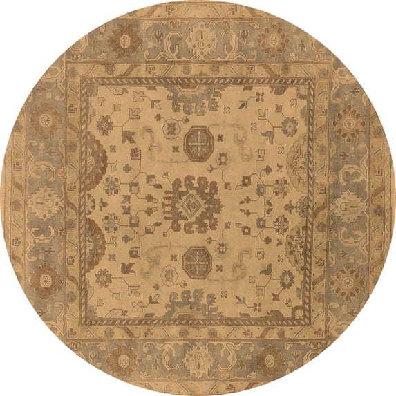 Ahgly Company Indoor Round Oriental Brown Industrial Area Rugs, 3' Round