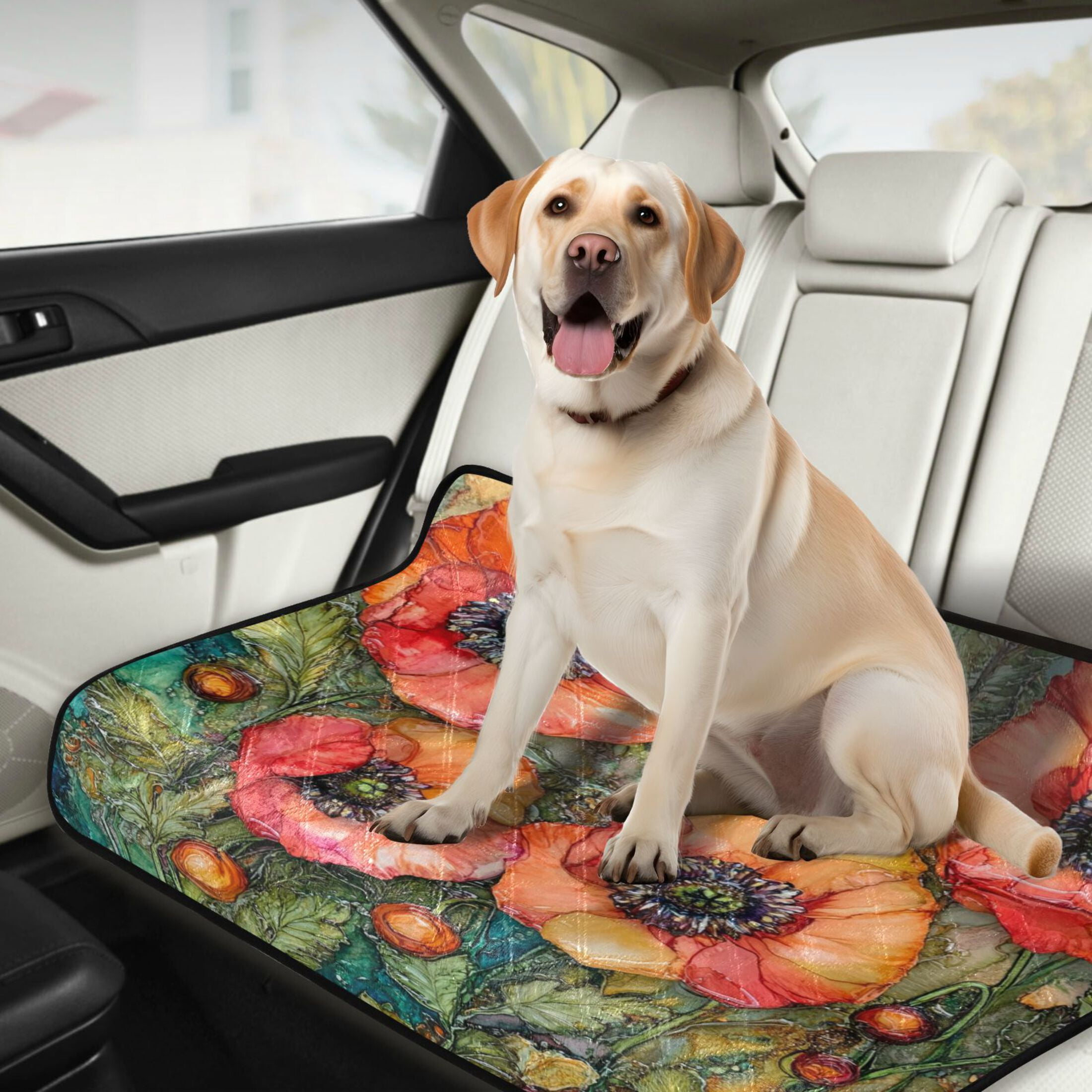 Qxltty Red Poppies Cat litter Pads Pet Set of 3 Diaper Mats Center Anti-leakage Layer Absorbent Soft and Comfortable