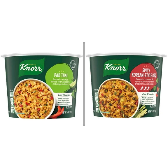 Knorr Pad Thai Pasta Cup 2.6 oz & Knorr Spicy Korean-Style BBQ Pasta Cup 2.6 oz