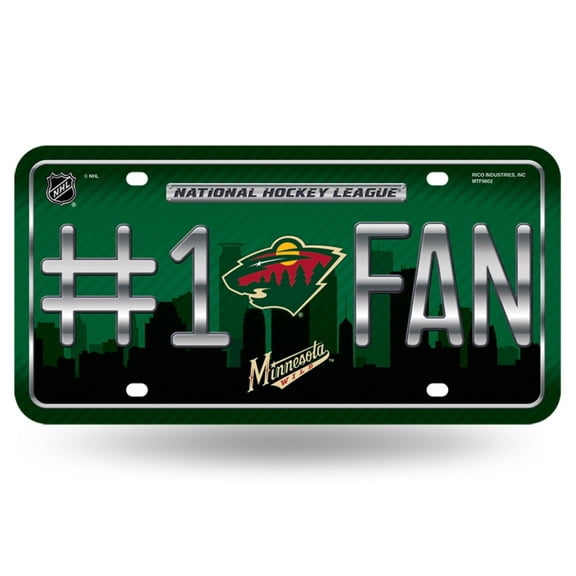 Minnesota Hockey Wild #1 Fan Metal License Plate Tag - Number One! Let's Go!!
