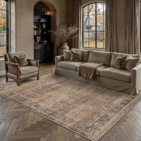 berthmeer 5 x7 area rugs for living room bedroom dining room kitchen brown rugs non slip washable farmhouse office oriental vintage distressed rugs carpets