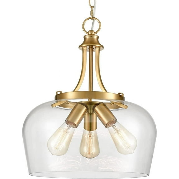 Claxy 3-Light Gold Pendant Light with Dome Clear Glass Shade