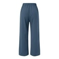 thumbnail image 5 of Dpytoraw Women's Elastic High Waist Wide Leg Pants Casual Yoga Beach Trousers With Pockets Women's Wrinkle-Resistant Office Casual Pants Blue XXXL, 5 of 5