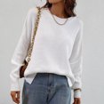 thumbnail image 2 of Pull à Col Rond Fendu sur le Côté Mode Ample Manches Longues pour Automne Hiver Blanc m, 2 of 8