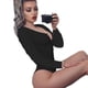 thumbnail image 5 of Minnieouse Body de manga larga fácil de mezclar y combinar para mujer Monos de color sólido de manga larga Prendas para la parte del cuerpo Negro S, 5 of 6
