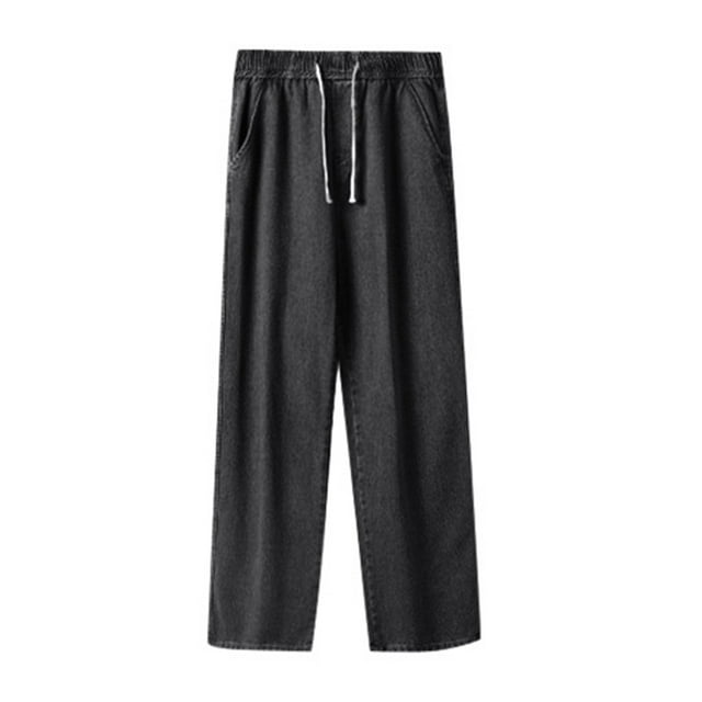 Men's JeansSpring and Autumn Loose Straight Drawstring Casual Pants for Everyday Wear in Men’s Fashion
