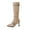 Khaki, variant on Womens Knee High Boots Stiletto Heels Pointed Toe Metal Buckle Winter Boots (Khaki 36)