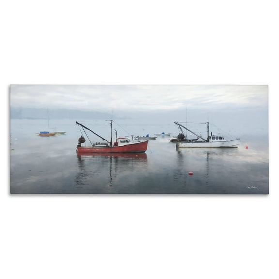 Stupell Industries Boat Harbor Seascape Nautical & Beach Photography Wrapped Canvas Art Print Wall Art, 24 x 10
