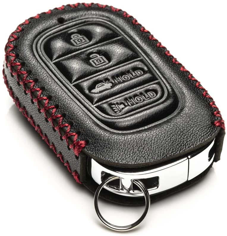 YINEOR Leather Key Fob Cover Case For Subaru Forester, Outback, Impreza, Crosstrek 2014-2024 (Black) - View #9
