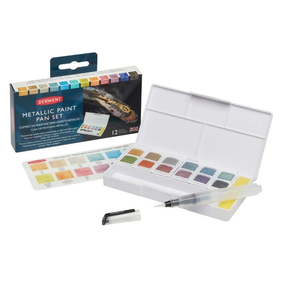 Derwent Metallic Paint Pan Set, 12-Colors