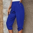 thumbnail image 4 of Christmas Clearance! Ohufall Capris For Women, Casual Loose Soft Solid Color Mid Waist Thin Lace Up Pants,Womens Summer Pants, 4 of 9