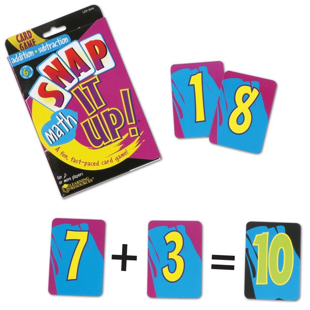 Learning Resources Snap It Up! Math Add/Sub Card Game, Math Games