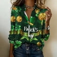 thumbnail image 3 of FAHXNVB Womens St Patricks Day Satin Silk T-Shirts Button Down Clover Print Long Sleeve Collared Blouses Loose Fit Casual Holiday Party Shirts, 3 of 4