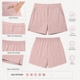 thumbnail image 4 of Womens Pull on Summer Shorts, Flat Front Elastic Back Solid Color Mid Waist Casual Shorts with Pockets, Pinks, L, 4 of 7