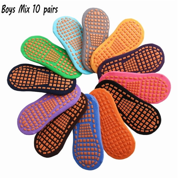 10 Pairs Kids Adults Anti-Slip Socks Parent-Child Trampoline Sock Cotton Children Socks Sports Boys Girls Outside Baby Socks mix boys 10 pairs J 1-4 Years Old