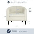 thumbnail image 5 of BELLEZE Accent Barrel Chair, Modern Tub Club Chair Upholstered Armchair for Living Room, Accent Chair with Silver Nail Head Trim Black Legs - Kyara (White/Polyester), 5 of 7