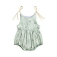thumbnail image 2 of Arvbitana Baby Girls Sling Romper Sleeveless Plant Pattern Tie-up Bodysuit Summer Sweet Playsuit Clothes Set for Newborn 0-24M, 2 of 9