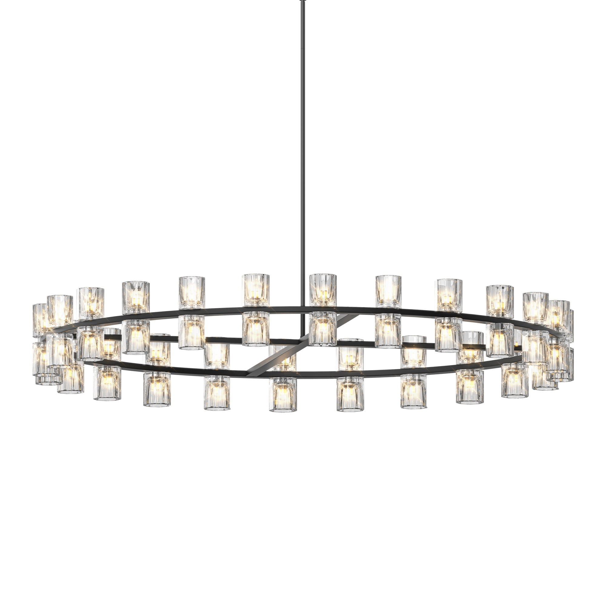48" Black Crystal Chandelier, Luxury LED Ceiling Light for Living Room Dining Room, Modern Home Decor with Energy-Efficient Bulbs Included