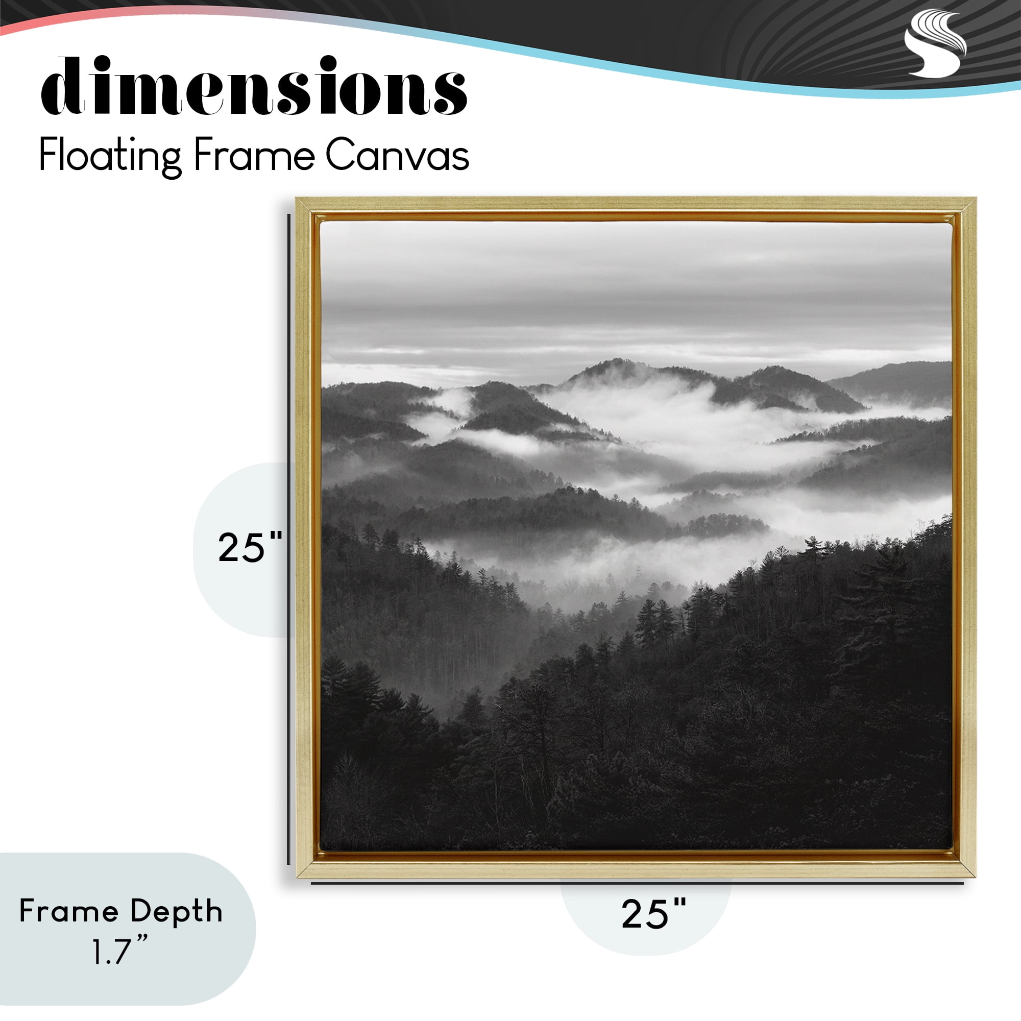 Stupell Industries Smoky Mountains Forest Gold Framed Floater Canvas Wall Art, design by Nicholas Bell