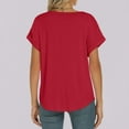 thumbnail image 5 of Womens Tops Women Summer T Shirts Short Ndbuld Women's Solid Color Casual Bate Sleeve Round Neck Short Sleeved Top Savings Up to 30% off Red L, 5 of 7