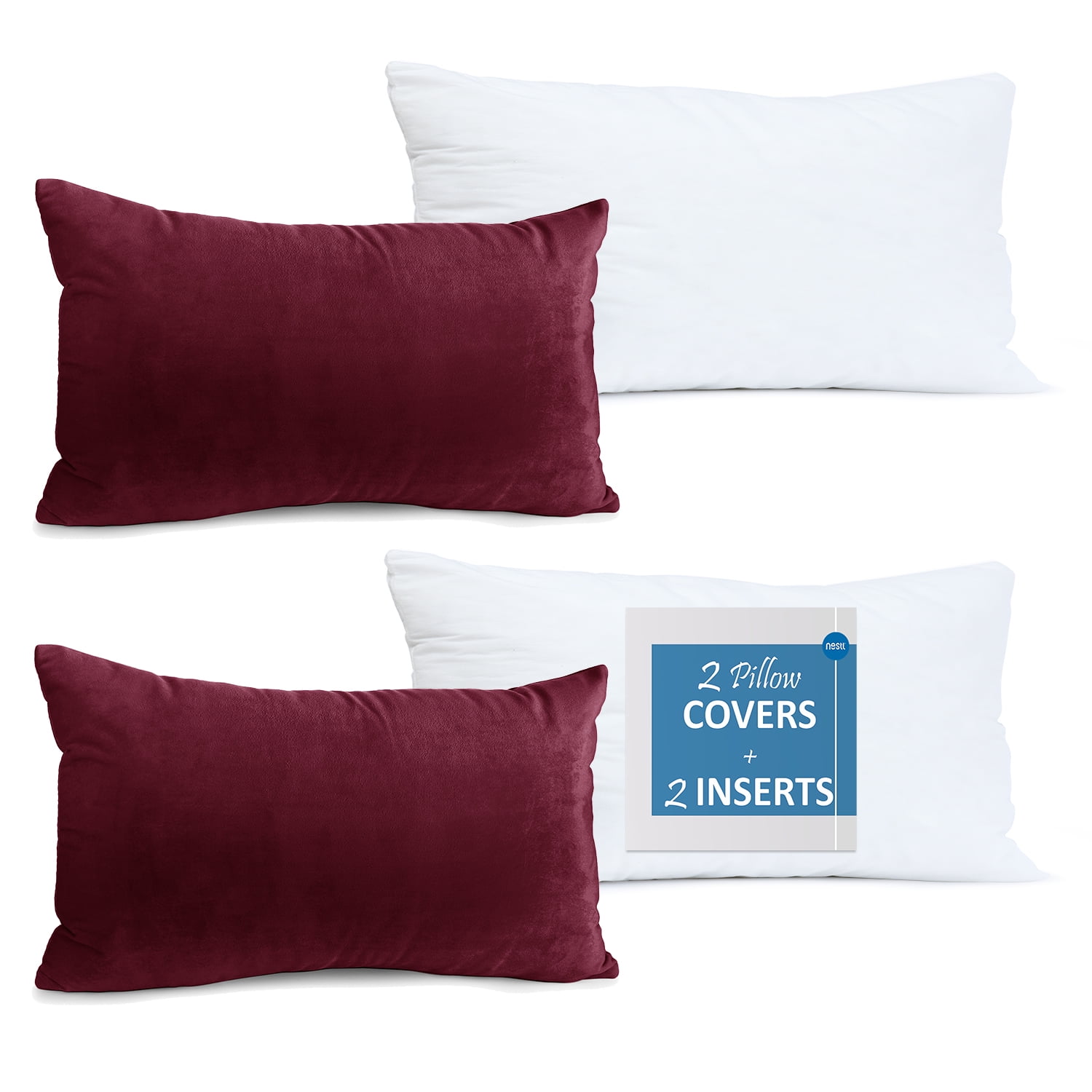 Nestl Plush 2 Pack Solid Decorative Microfiber Rectangle Throw Pillow