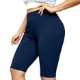 thumbnail image 3 of Women's Plus Size Yoga Workout Shorts, High Waist Butt Lifting Elastic Waistband, Solid Active Shorts for Running Gym Training | TruHer,Navy 3XL, 3 of 8