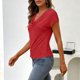 thumbnail image 5 of Tops de Manga Larga de Mujer Casual Draped Cuello de Vaca con Mangas Cortas Y Tejido Elástico Suave, Blusa de Poliéster Relajada para Primavera Verano Diario, 5 of 9