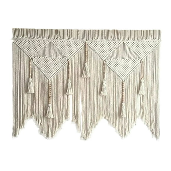 Riforla Boho Macrame Woven Tapestry Beige Wall Hanging Tapestry Handmade Cotton Tassel Tapestry Boho Chic for Home Room Party Bohemian Art Decoration Hangs Home Decor Beige
