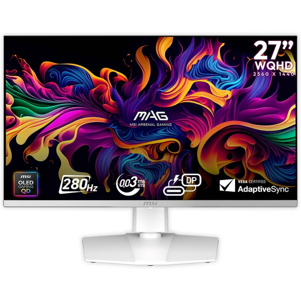 Monitor Gamer OLED 27" MSI MAG 272QPW QD-OLED X28 WQHD 2560x1440 280Hz 0.03ms HDMI 2.1 DP 1.4a USB-C Nvidia G-Sync