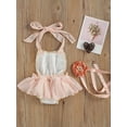 thumbnail image 4 of Coduop Newborn Baby Girl Sweet Lace Floral Tutu Romper Skirt Halter Bodysuit Jumpsuit with Headband, 4 of 7