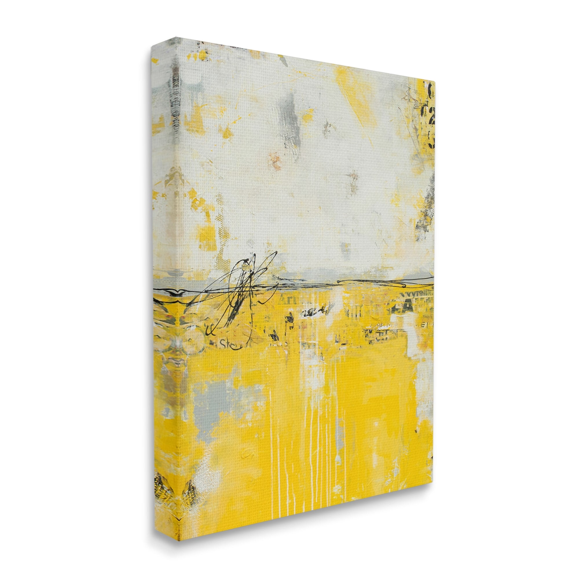 Stupell Industries Yellow Weathered Street Style Modern Scribble Stencil Painting Gallery Wrapped Canvas Print Wall Art, Design by Erin Ashley