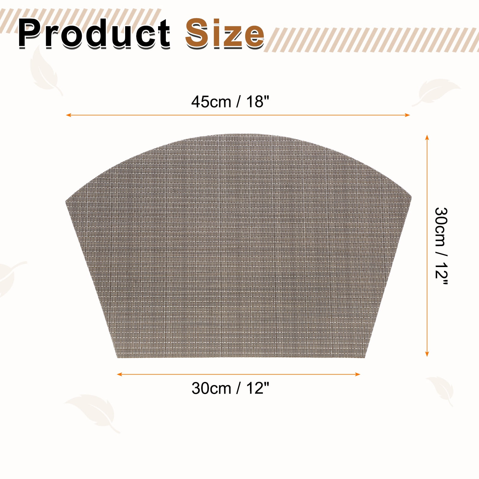 Uxcell 4pcs Wedge Placemats 18" x 12" Woven Vinyl Round Table Placemats, Coffee