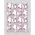 thumbnail image 1 of Cherry Blossom Tapestry, Sakura Tree with Flourishing Flowers and Birds Black Silhouettes, Wall Hanging for Bedroom Living Room Dorm Decor, 60W X 80L Inches, Black Hot Pink White, by Ambesonne, 1 of 2
