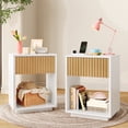 thumbnail image 4 of White  Nightstand  with Charging Station & LED Lights, End Table Side Table  Set of 2 for Bedroom Dorm Office, 4 of 10