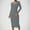 Gray, variant on Great Gifts for Less Ofreoo Women's Solid Color Long Sleeve Neck Slim Slit Dress Long Sleeve Neck Mid-Calf Dress Fall Outfits for Women 2024
