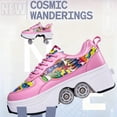 thumbnail image 2 of CZV Women's & Teens Graffiti Print Four-Wheel Convertible Roller Skate Shoes,2-in-1 Roller Skates & Sneakers Unisex Retractable Wheels Indoor Outdoor Fun & Fitness Kick Roller Shoes, 2 of 9