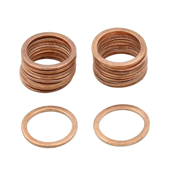 Copper Crush Washers Flat Sealing Gaskets Plate Rings 14 x 18mm Dia 20pcs