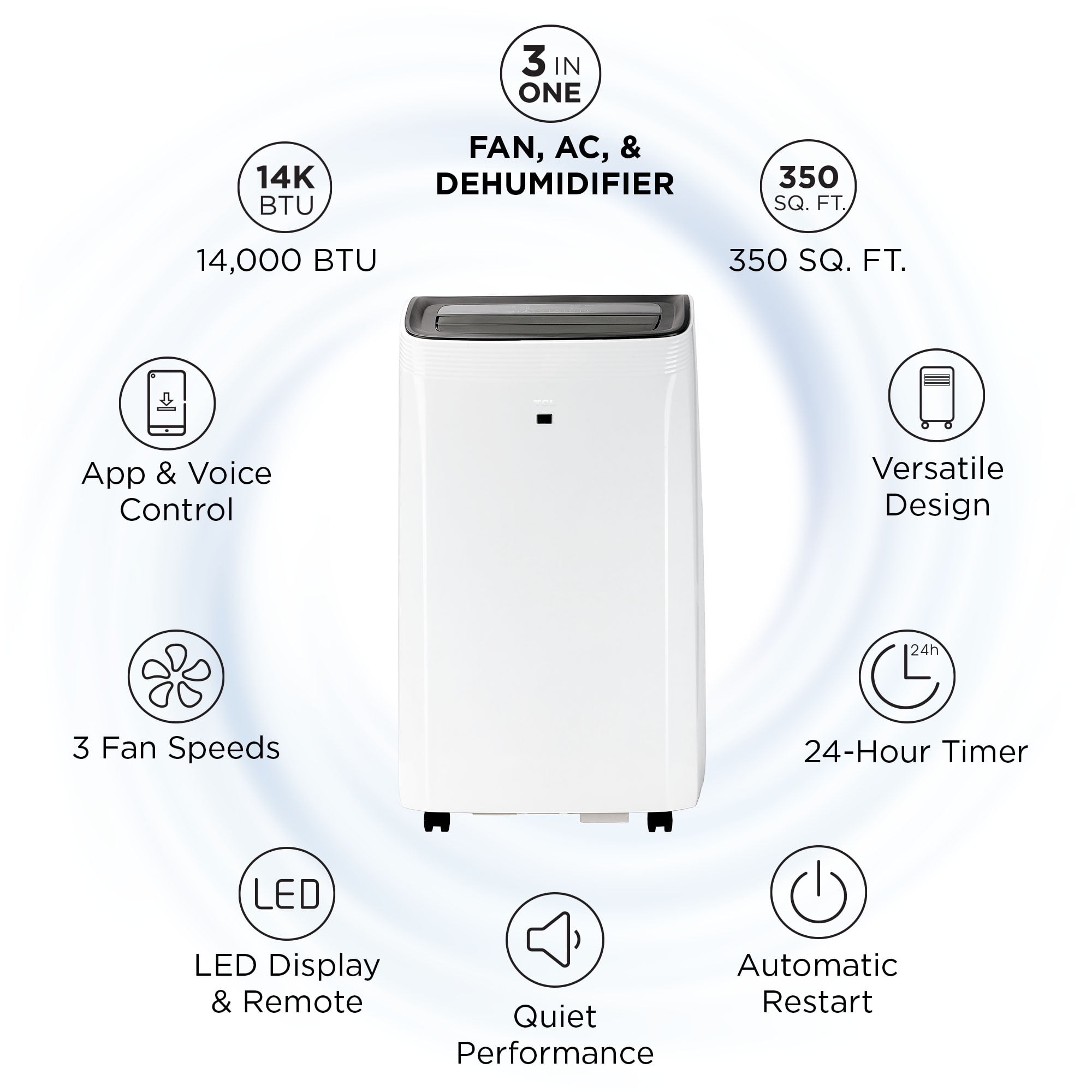 TCL Home 14 000 BTU 115 Volt Smart Portable Air Conditioner
